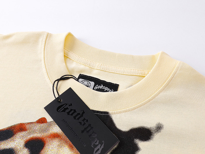 Mechanical skeleton gear flame beige short-sleeved T-shirt 29046903