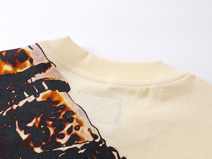 Mechanical skeleton gear flame beige short-sleeved T-shirt 29046903