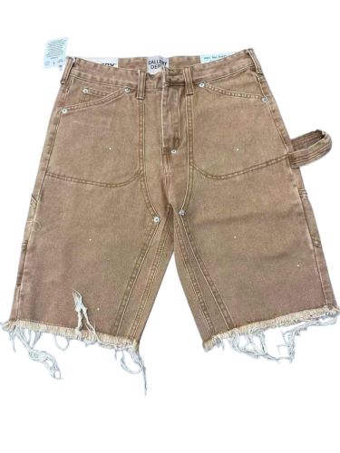 Khaki Cargo Raw Edge Denim Shorts 29047339
