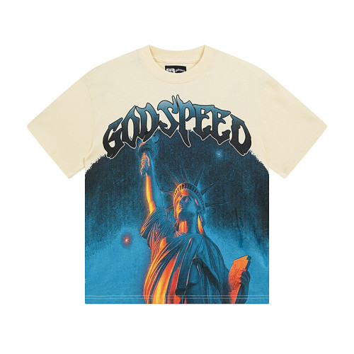Flame Statue of Liberty Beige Short-sleeved T-shirt 29046905