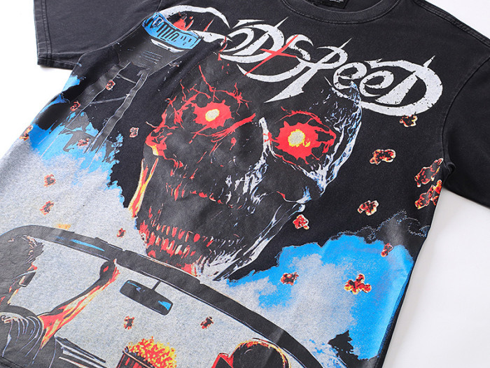 Doomsday Skull Neon G Black-marked Vintage Short-sleeved T-shirt 29046897