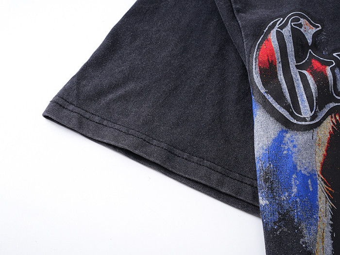 Boxing skeleton G black short-sleeved T-shirt with vintage effect 29046920