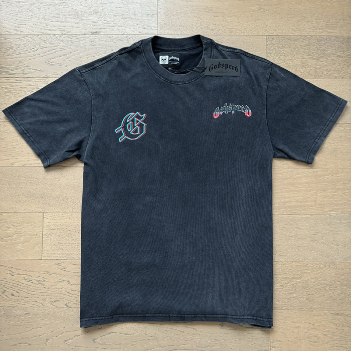 Vacation skull flame black vintage short-sleeved T-shirt 29046917