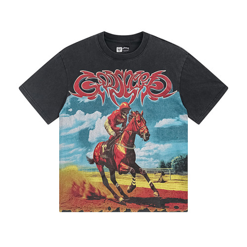 Horse racing jockey's vintage black short-sleeved T-shirt 29046923