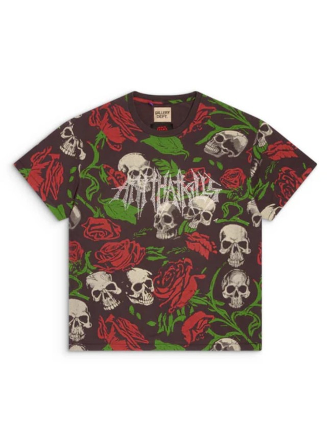 All Over Skull And Rose Print Tee 29047349