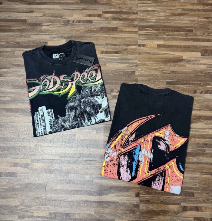 Miami Sports Car G Black Distressed Short-sleeved T-shirt 29047441