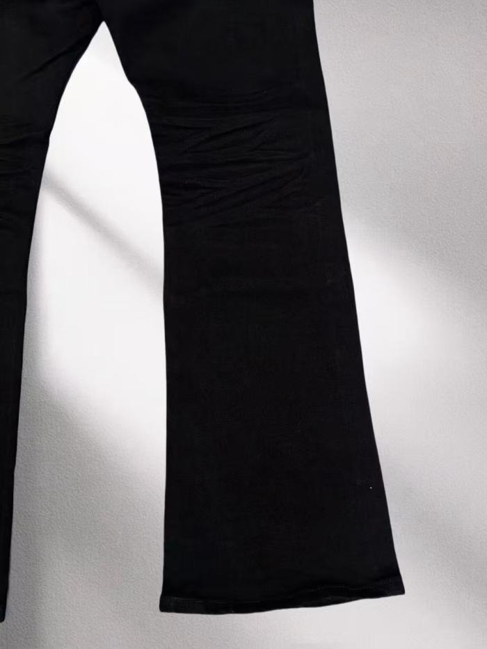 1:1 quality version Classic Solid Black Slim Flare Jeans 29047023