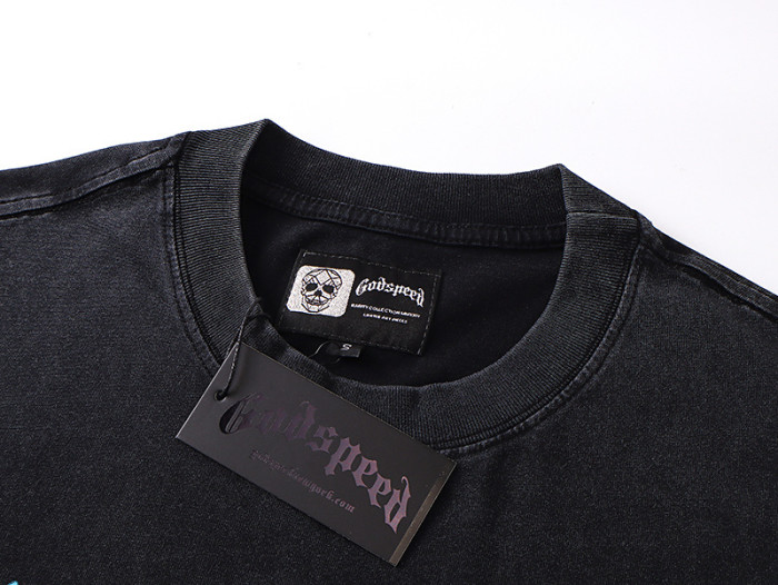 Vacation skull flame black vintage short-sleeved T-shirt 29046917