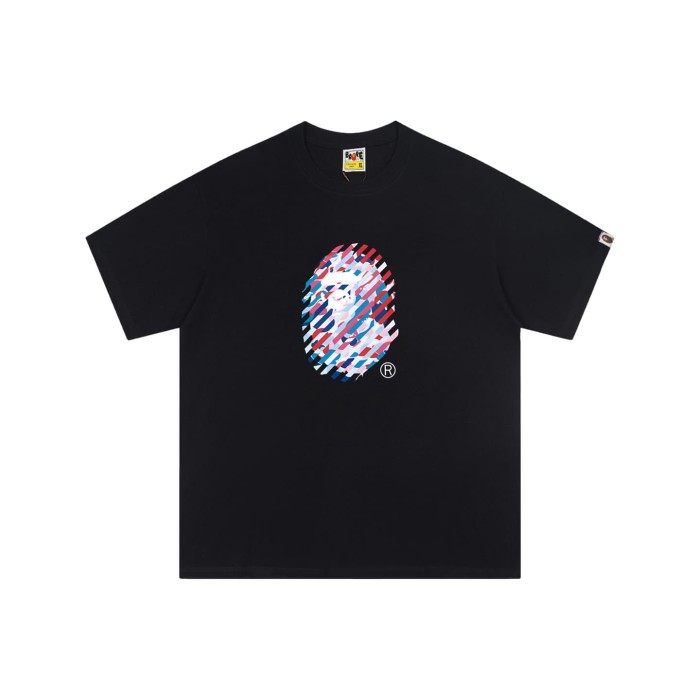 Color stripe print short-sleeved T-shirt 2 colors 29052675