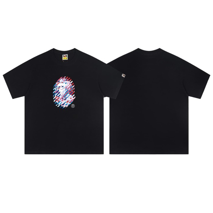 Color stripe print short-sleeved T-shirt 2 colors 29052675