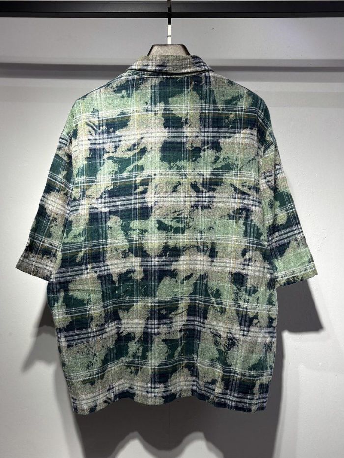 Camo Plaid Bone Embroidery Shirt & Shorts Set 2 colors 29052573