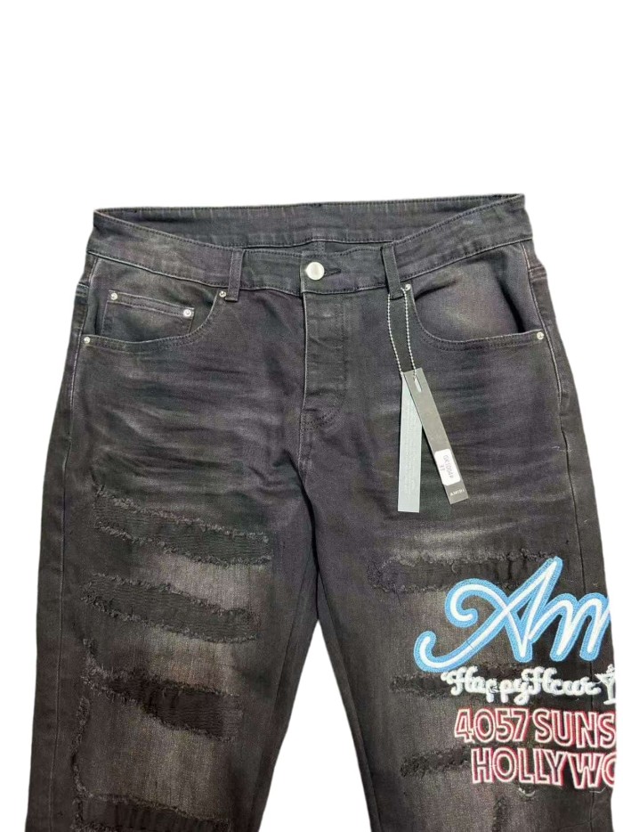 1:1 quality version Hollywood Blue Pink Script Letter Jeans 29052630