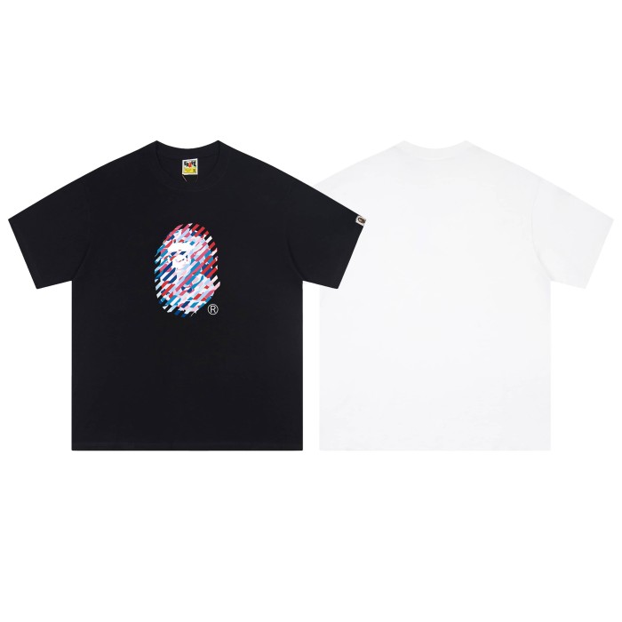 Color stripe print short-sleeved T-shirt 2 colors 29052675