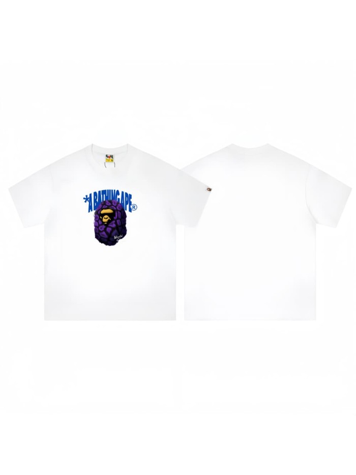 Purple ape head print T-shirt 2 colors 29052380