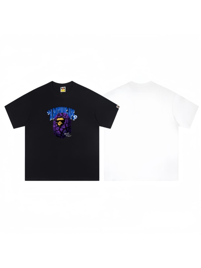 Purple ape head print T-shirt 2 colors 29052380