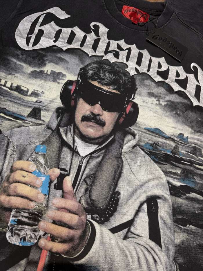 El Chapo Guzmán's vintage black short-sleeved T-shirt with sunglasses and headphones 2 colors 29052464