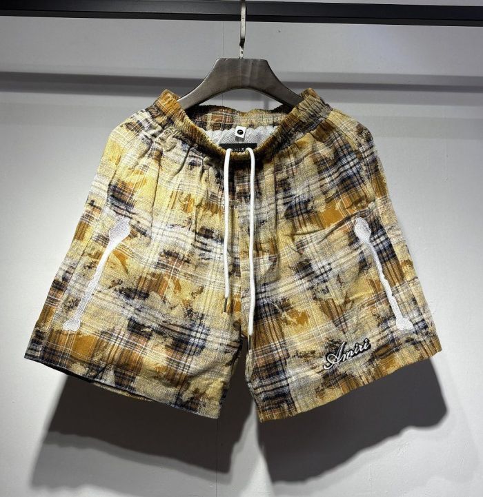 Camo Plaid Bone Embroidery Shirt & Shorts Set 2 colors 29052573