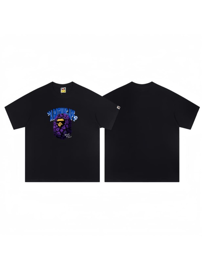 Purple ape head print T-shirt 2 colors 29052380