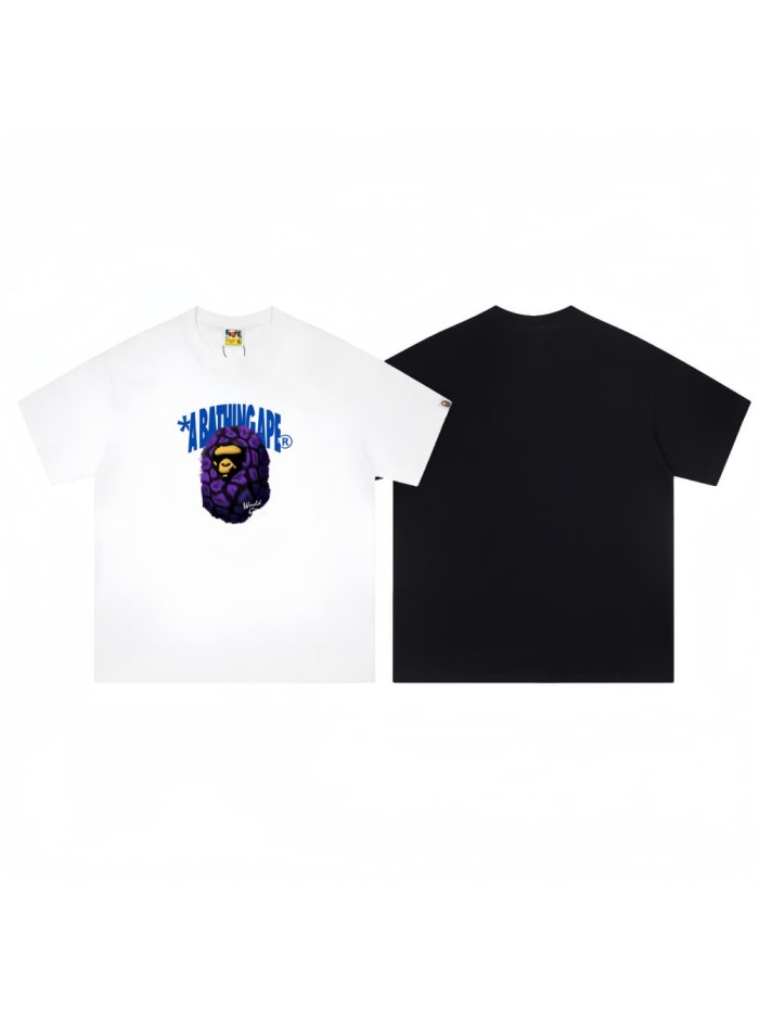 Purple ape head print T-shirt 2 colors 29052380