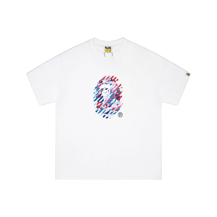 Color stripe print short-sleeved T-shirt 2 colors 29052675