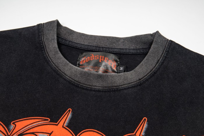 Miami sports car double-sided printed black distressed short-sleeved T-shirt 29051271