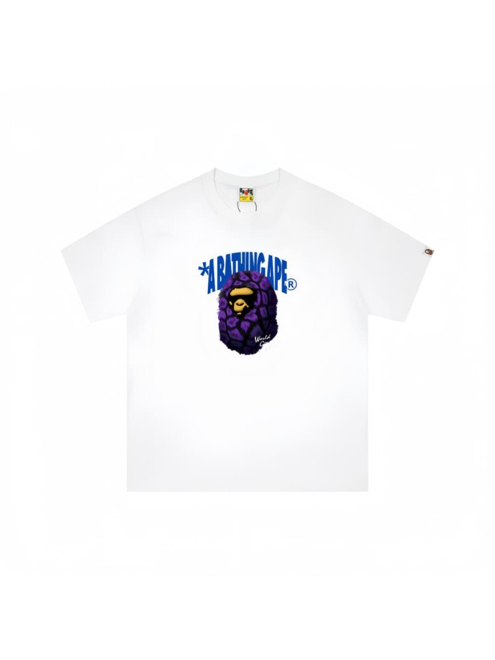 Purple ape head print T-shirt 2 colors 29052380