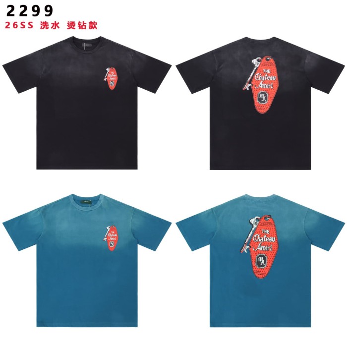 Chateau Keychain Rhinestone Print Washed Tee 2 colors 29052418