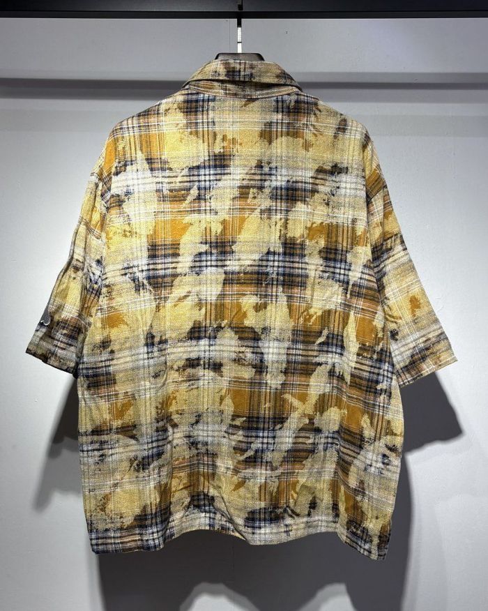 Camo Plaid Bone Embroidery Shirt & Shorts Set 2 colors 29052573