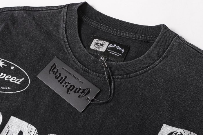 No. 69 Jesus vintage black and blue washed short-sleeved T-shirt 2 colors  29052469