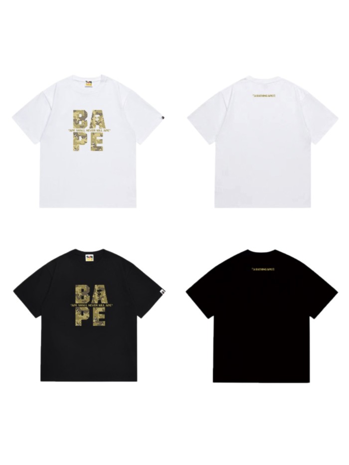 Yellow Camo  BAPE  Letter Print T-Shirt 2 colors 29052366