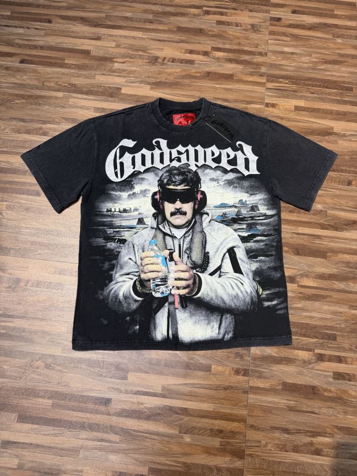 El Chapo Guzmán's vintage black short-sleeved T-shirt with sunglasses and headphones 2 colors 29052464