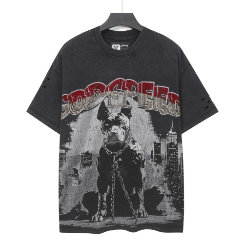 Bulldog New York City Black and Green Distressed Short-Sleeve T-Shirt 29052378