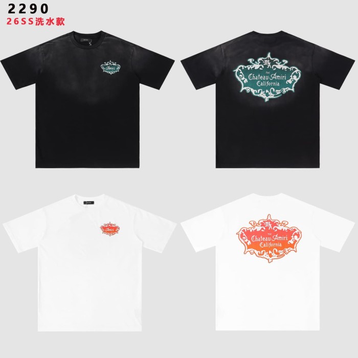 Chateau Baroque Border Print Washed Tee 2 colors 29052415