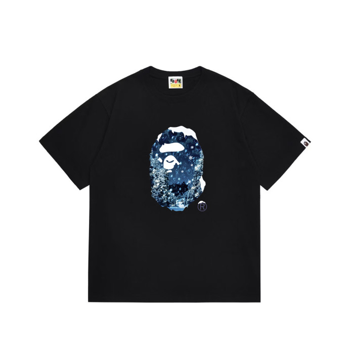 Snow Scene Forest Ape Head Print T-Shirt 2 colors 29052393