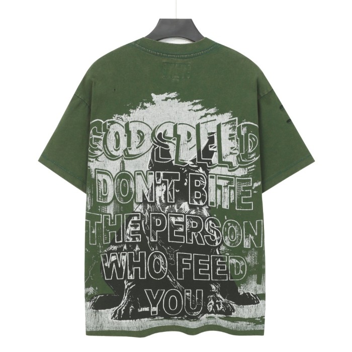 Bulldog New York City Black and Green Distressed Short-Sleeve T-Shirt 29052378