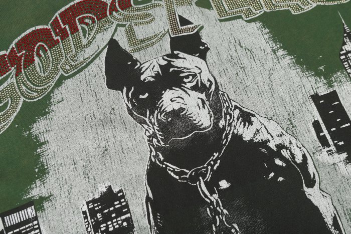 Bulldog New York City Black and Green Distressed Short-Sleeve T-Shirt 29052378