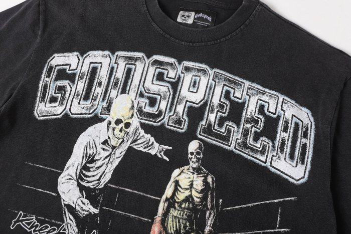 Boxing ring skeleton boxer Big G black-marked vintage short-sleeved T-shirt 29052462