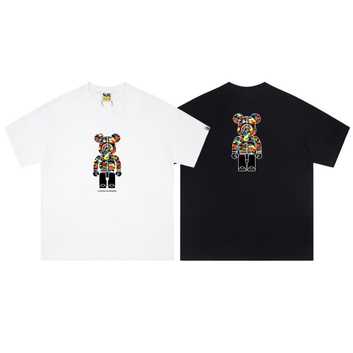 Colorful zipper bear print short-sleeve T-shirt 2 colors 29052714