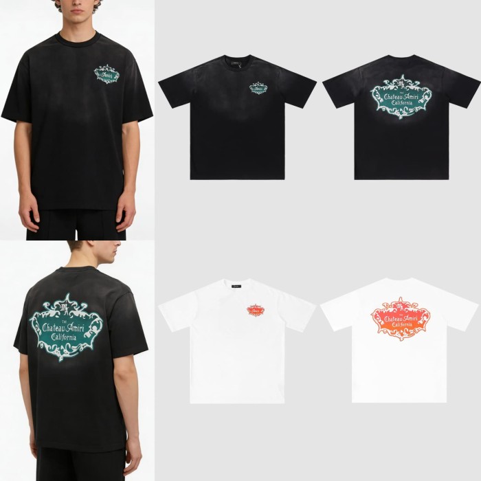 Chateau Baroque Border Print Washed Tee 2 colors 29052415