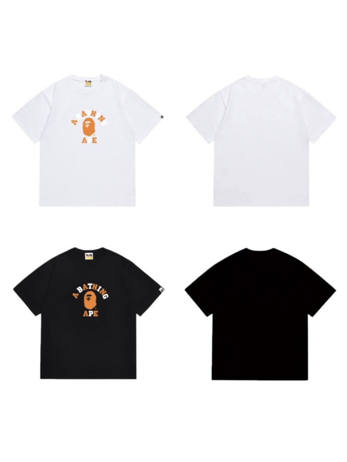 College Ape Head Graphic Orange White Logo T-Shirt 2 colors 29051411