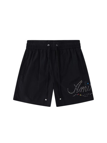 Rhinestone Logo With Colorful Tiny Diamonds Woven Shorts 29052429
