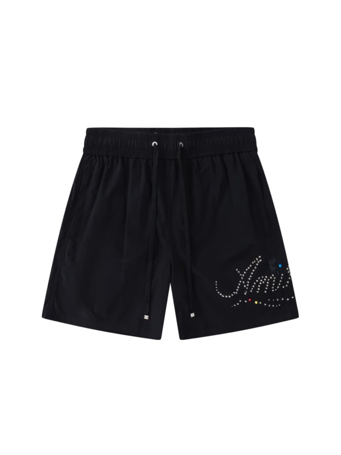 Rhinestone Logo With Colorful Tiny Diamonds Woven Shorts 29052429