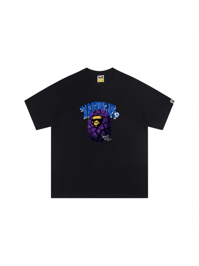 Purple ape head print T-shirt 2 colors 29052380