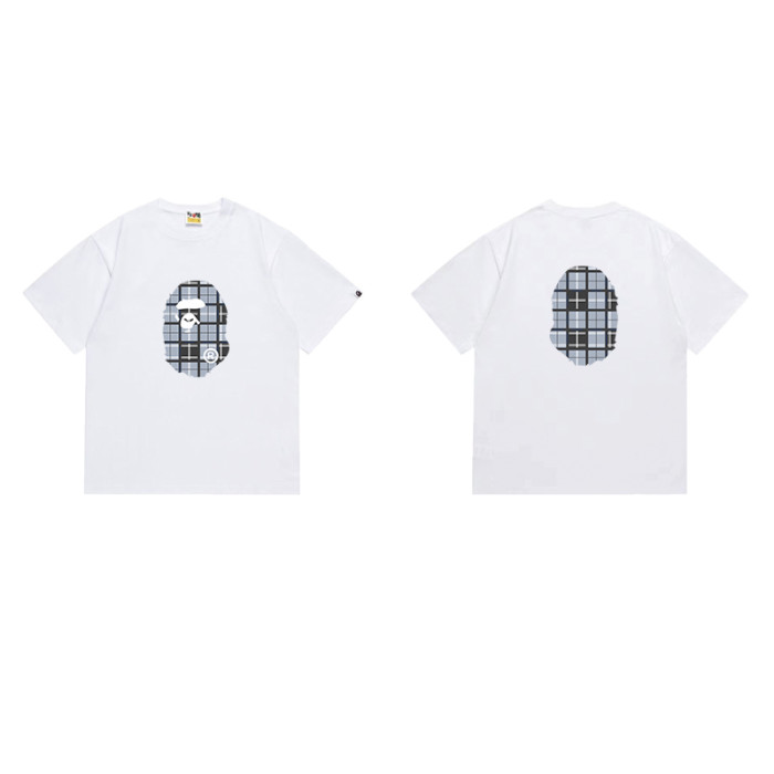 Ape Head Blue Grey Plaid Print T-shirt 2 colors 29053648