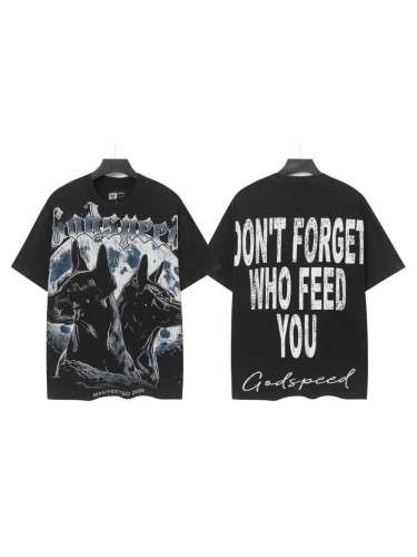 Full Moon Double Doberman Pinscher Logo Vintage Black Short-Sleeve T-Shirt 29053399