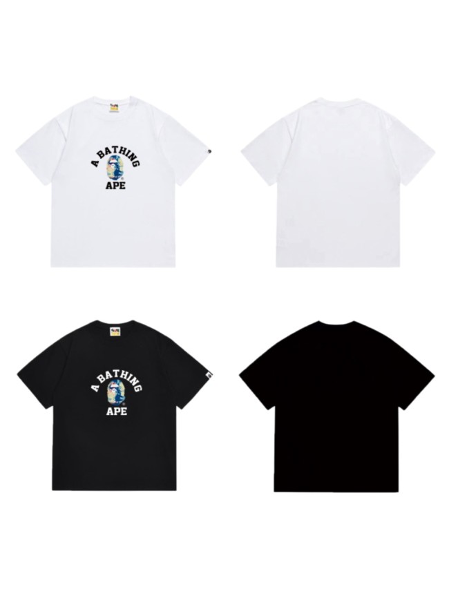 Ape Head Psychedelic Tie-Dye Print  A BATHING APE  College Logo T-shirt 2 colors 29054255
