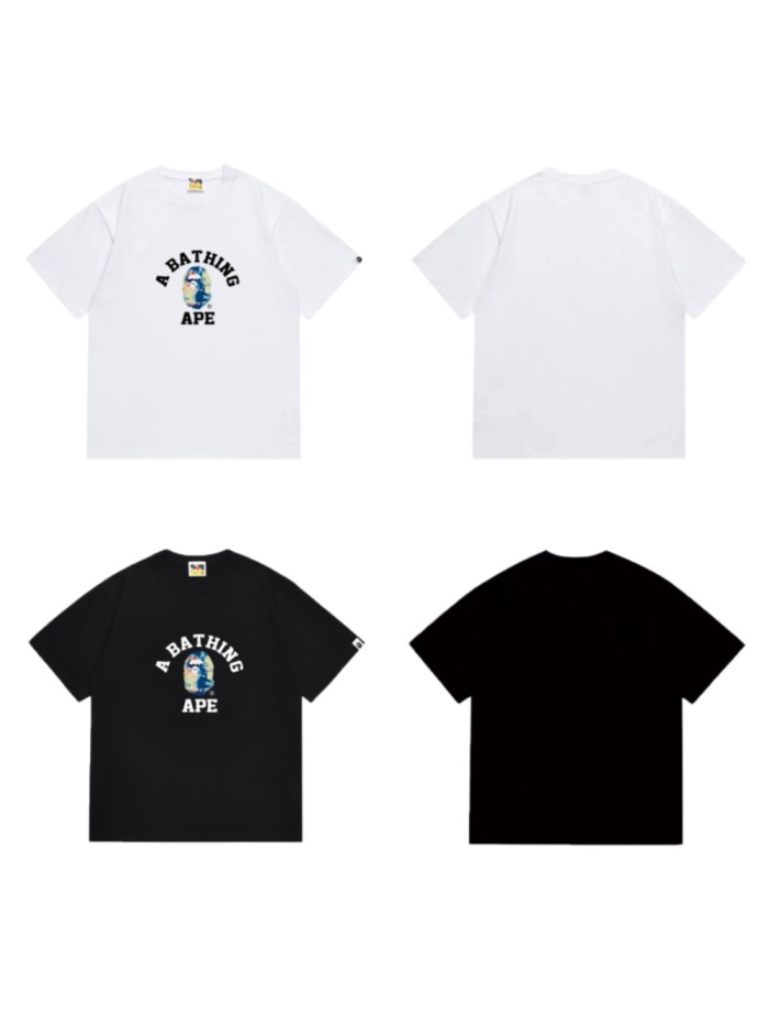 Ape Head Psychedelic Tie-Dye Print  A BATHING APE  College Logo T-shirt 2 colors 29054255