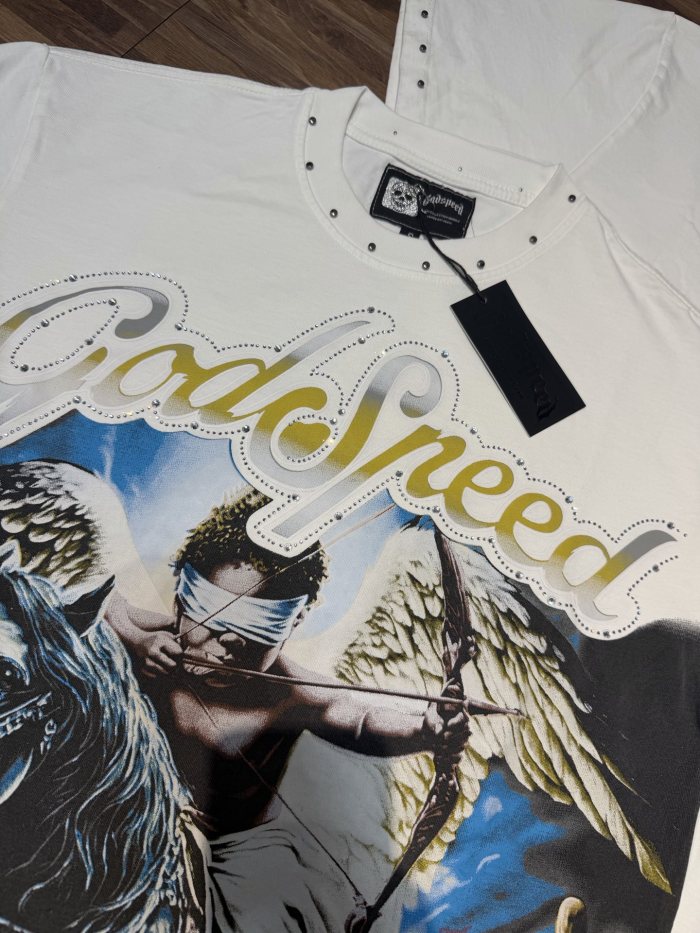 Blindfolded Cupid Angel Pegasus Western Desert Rhinestone T-shirt 2 colors 29053385