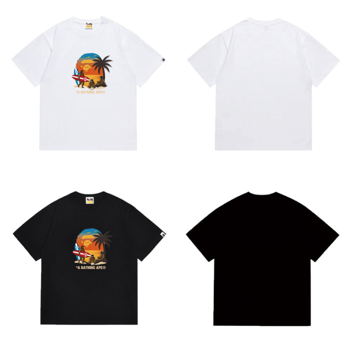 Ape Head Beach Sunset Surf Illustration Print T-shirt 2 colors 29053533