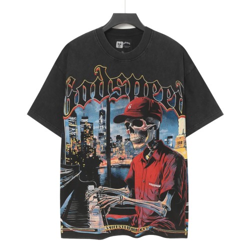 City nightscape, playing the piano, skeleton gradient, slogan, vintage T-shirt 29053390